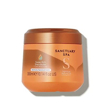 SANCTUARY Spa Super Rich Shea Butter, No Mineral Oil, Cruelty Free and Vegan Shea Butter Moisturiser, 300 g, Orange SANCTUARY Spa Super Rich Shea Butter, No Mineral Oil, Cruelty Free and Vegan Shea Butter Moisturiser, 300 g, Orange