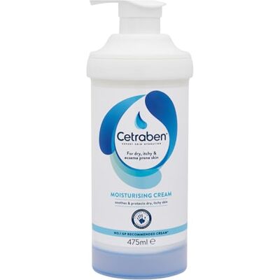 Cetraben Moisturising Cream, For Dry, Itchy, Sensitive & Eczema-Prone Skin, Soothe, Moisturise, Hydrate, & Protect, Dermatological Moisturiser,Daily Use on the Body, Fragrance Free, 1 x 475ml Cetraben Moisturising Cream, For Dry, Itchy, Sensitive & Eczema-Prone Skin, Soothe, Moisturise, Hydrate, & Protect, Dermatological Moisturiser,Daily Use on the Body, Fragrance Free, 1 x 475ml