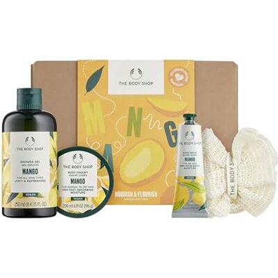 The Body Shop Mango Skincare Set Vegan Gift Set with Shea Butter, Aloe Vera and Mango Seed Oil, Community Fair Trade for Soft and Silky Skin The Body Shop Mango Skincare Set Vegan Gift Set with Shea Butter, Aloe Vera and Mango Seed Oil, Community Fair Trade for Soft and Silky Skin