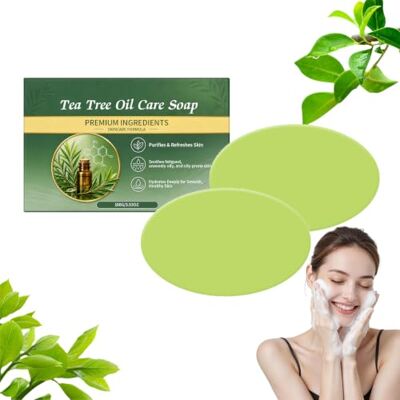 SHEHABOR Tea Tree Oil Cleansing Soap Bar for Men Women, Tea Tree Oil Cleansing Bar for Daily Body Care, Purifying Balancing Body Soap for Men, Gentle Exfoliating for Face Foot, Soothing Skincare (2p) SHEHABOR Tea Tree Oil Cleansing Soap Bar for Men Women, Tea Tree Oil Cleansing Bar for Daily Body Care, Purifying Balancing Body Soap for Men, Gentle Exfoliating for Face Foot, Soothing Skincare (2p)