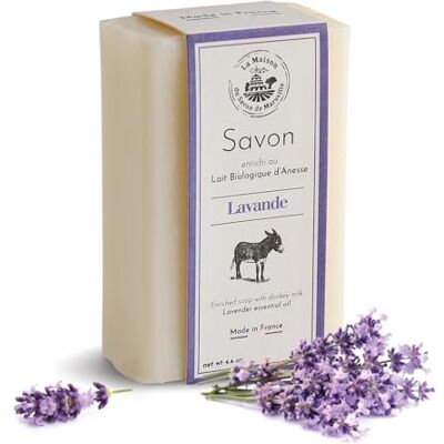 LA MAISON DU SAVON de Marseille Organic Donkey Milk Soap Bar Lavender Scent Moisturising Hand & Body Soap 98% Natural Ingredients Made in Provence 115g LA MAISON DU SAVON de Marseille Organic Donkey Milk Soap Bar Lavender Scent Moisturising Hand & Body Soap 98% Natural Ingredients Made in Provence 115g