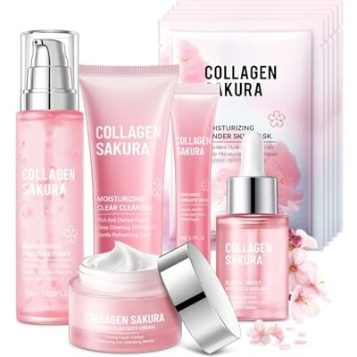 mopayzer Sakura Skin Care Set for Teen Girls, 10-In-1 Travel Skin Care Kits with Collagen, Hydrates & Soothes, Cherry Blossom Skincare Gift Set for Teens & Women, Moisturize & Repair Skin, Daily Skin Care mopayzer Sakura Skin Care Set for Teen Girls, 10-In-1 Travel Skin Care Kits with Collagen, Hydrates & Soothes, Cherry Blossom Skincare Gift Set for Teens & Women, Moisturize & Repair Skin, Daily Skin Care