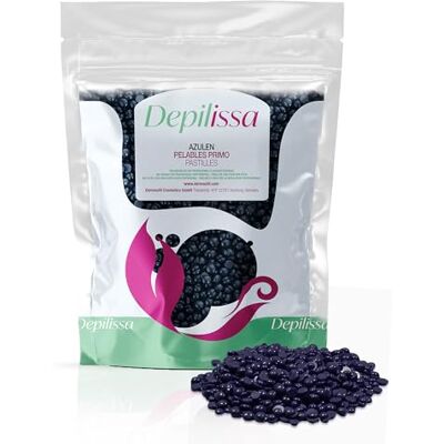 DEPILISSA Azulene Wax Beads 400g Blue Stripless Hard Wax for Hair Removal Classic hot film wax for face, bikini and body; flexible peel-off application without waxing strips, made in Italy DEPILISSA Azulene Wax Beads 400g Blue Stripless Hard Wax for Hair Removal Classic hot film wax for face, bikini and body; flexible peel-off application without waxing strips, made in Italy