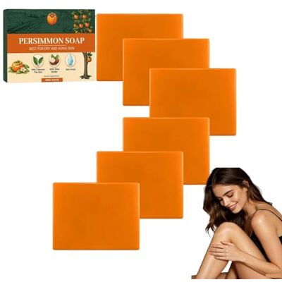 XUSHAOLUN Persimmon Soap for Dry and Aging Skin, Plant Based Moisturizing Cleansing Bar, Richly Foam Deep Clean Body Wash, Fresh Scent Gentle Nourishing Daily Care, Suitable For All Ages Daily Bath Use (PCS6) XUSHAOLUN Persimmon Soap for Dry and Aging Skin, Plant Based Moisturizing Cleansing Bar, Richly Foam Deep Clean Body Wash, Fresh Scent Gentle Nourishing Daily Care, Suitable For All Ages Daily Bath Use (PCS6)