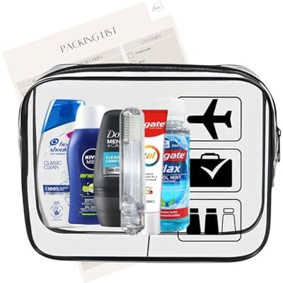 Inese Men’s Travel Toiletries Set – Airport Approved Travel Size Toiletries Kit for Men, Overnight Essentials for Hospital, Camping & Holidays, Clear Travel Bag Inese Men’s Travel Toiletries Set – Airport Approved Travel Size Toiletries Kit for Men, Overnight Essentials for Hospital, Camping & Holidays, Clear Travel Bag