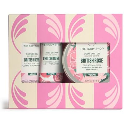 The Body Shop British Rose Mini Gift Set, 3-Piece Full-Size Body Care (Worth £17.5) Shower Gel 60ml, Body Butter 50ml and Hand Cream 30ml, for Moisture and Softening Glow, by The Body Shop British Rose Mini Gift Set, 3-Piece Full-Size Body Care (Worth £17.5) Shower Gel 60ml, Body Butter 50ml and Hand Cream 30ml, for Moisture and Softening Glow, by