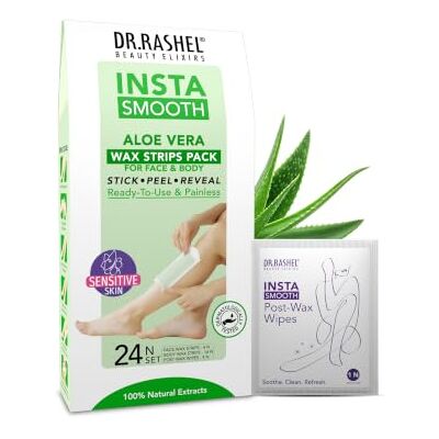 DR.RASHEL Insta Smooth Aloe Vera Wax Strips Pack for face and body(24 Wax Strips) DR.RASHEL Insta Smooth Aloe Vera Wax Strips Pack for face and body(24 Wax Strips)