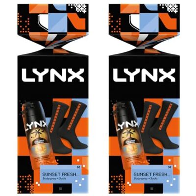 Lynx Sunset Fresh Body Spray + Socks Cracker Gift Set 1 piece, Pack of 2 Lynx Sunset Fresh Body Spray + Socks Cracker Gift Set 1 piece, Pack of 2