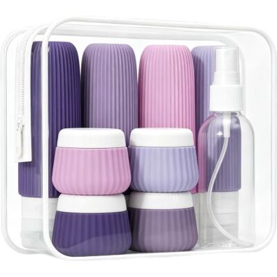 Vibe2Go Travel Bottles Set for Toiletries,9 Pack Silicone Travel Bottles Leak Proof Refillable Containers for Toiletrie,Small Silicone Bottles Squeezable BPA-Free 90ml for Lotion Body Wash Shampoo,Grape Purple Vibe2Go Travel Bottles Set for Toiletries,9 Pack Silicone Travel Bottles Leak Proof Refillable Containers for Toiletrie,Small Silicone Bottles Squeezable BPA-Free 90ml for Lotion Body Wash Shampoo,Grape Purple