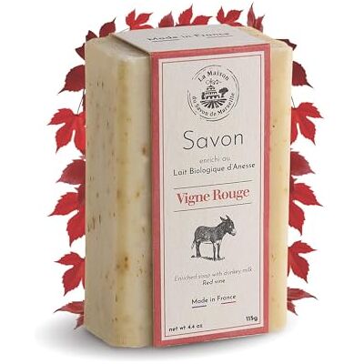 LA MAISON DU SAVON de Marseille Organic Donkey Milk Soap Bar Red Vine Scent Moisturising Hand & Body Soap 98% Natural Ingredients Made in Provence 115g LA MAISON DU SAVON de Marseille Organic Donkey Milk Soap Bar Red Vine Scent Moisturising Hand & Body Soap 98% Natural Ingredients Made in Provence 115g