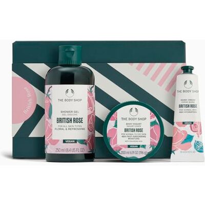 The Body Shop British Rose Gift Box Set, Shower Gel 250ml, Body Yogurt 200ml, Hand Cream 30ml, Nourish & Flourish Collection for Hydration The Body Shop British Rose Gift Box Set, Shower Gel 250ml, Body Yogurt 200ml, Hand Cream 30ml, Nourish & Flourish Collection for Hydration
