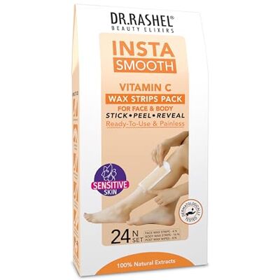DR.RASHEL Insta Smooth Vitamin C Wax Strips Pack For Face & Body(24 Wax Strips) DR.RASHEL Insta Smooth Vitamin C Wax Strips Pack For Face & Body(24 Wax Strips)