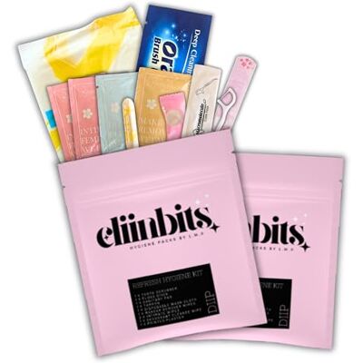 Little Miss Periods 2 Packs Cliinbits Refresh Hygiene Kit, 10-Piece Travel Set with Feminine Care, Oral Care and Hygiene Essentials, Diip Concert Music Festival bnb Guest Handbag Schoolbag Camping Little Miss Periods 2 Packs Cliinbits Refresh Hygiene Kit, 10-Piece Travel Set with Feminine Care, Oral Care and Hygiene Essentials, Diip Concert Music Festival bnb Guest Handbag Schoolbag Camping