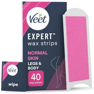 Veet Expert Cold Wax Strips, Legs & Body, Normal Skin, 40 Wax Strips (4 Finish Wipes with Argan Oil), with Shea Butter, Removes Shortest Hair from Root, 28 Days Smoothness Veet Expert Cold Wax Strips, Legs & Body, Normal Skin, 40 Wax Strips (4 Finish Wipes with Argan Oil), with Shea Butter, Removes Shortest Hair from Root, 28 Days Smoothness