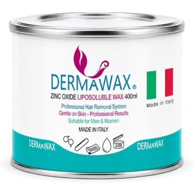 DERMAWAX Zinc Oxide Soft Gel Strip Wax 400 ml Metal Tin for Hair Removal Professional zinc oxide soft gel wax for face and body. 400 ml metal tin; wax heater and waxing strips required. DERMAWAX Zinc Oxide Soft Gel Strip Wax 400 ml Metal Tin for Hair Removal Professional zinc oxide soft gel wax for face and body. 400 ml metal tin; wax heater and waxing strips required.