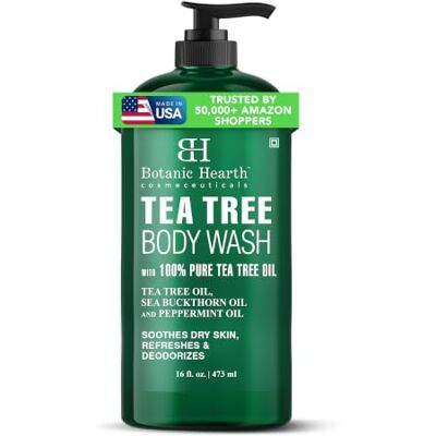 Botanic Hearth Tea Tree Body Wash & Shower Gel 473 ml Antifungal Cleanser with Peppermint & Sea Buckthorn Soothes Dry Itchy Skin & Body Odour Sulphate & Paraben Free Botanic Hearth Tea Tree Body Wash & Shower Gel 473 ml Antifungal Cleanser with Peppermint & Sea Buckthorn Soothes Dry Itchy Skin & Body Odour Sulphate & Paraben Free