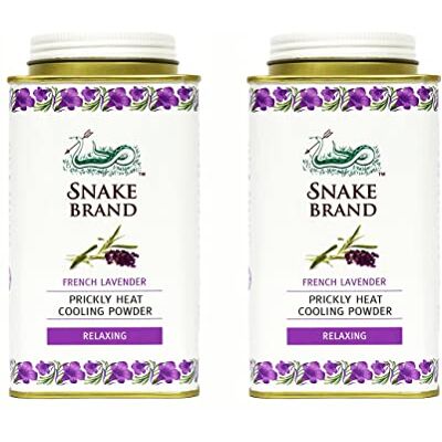SNAKE BRAND Prickly Heat Cooling Body Powder, Relaxing Lavender, 140g Pack of 2 SNAKE BRAND Prickly Heat Cooling Body Powder, Relaxing Lavender, 140g Pack of 2