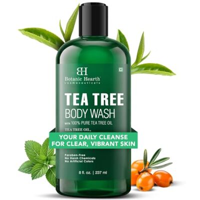 Botanic Hearth Tea Tree Body Wash & Shower Gel 237 ml Antifungal & Soothing Shower Gel for Itchy, Dry Skin Sulphate & Paraben Free For Men & Women Botanic Hearth Tea Tree Body Wash & Shower Gel 237 ml Antifungal & Soothing Shower Gel for Itchy, Dry Skin Sulphate & Paraben Free For Men & Women