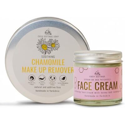 Cosy Cottage Soap Cosy Cottage Skincare Bundle Chamomile Makeup Remover (100ml) & Honey & Rosehip Oil Face Cream (60ml) 100% Natural & Plastic-Free Deeply Hydrating Christmas Gifting for All Skin Types Cosy Cottage Soap Cosy Cottage Skincare Bundle Chamomile Makeup Remover (100ml) & Honey & Rosehip Oil Face Cream (60ml) 100% Natural & Plastic-Free Deeply Hydrating Christmas Gifting for All Skin Types