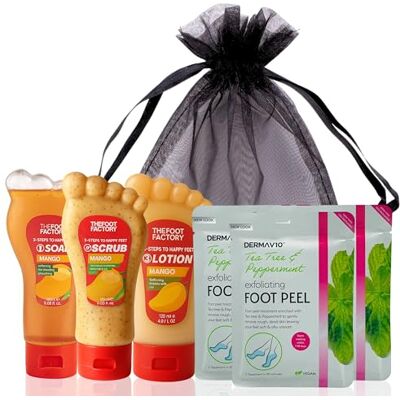 VIKINGTREAT Foot Care Kit Refill – Foot Peel Mask, Lotion & Socks, Mango Replenishment set with tea tree peel mask, exfoliating mask, foot spa set, mint lotion and soak socks for soft feet VIKINGTREAT Foot Care Kit Refill – Foot Peel Mask, Lotion & Socks, Mango Replenishment set with tea tree peel mask, exfoliating mask, foot spa set, mint lotion and soak socks for soft feet