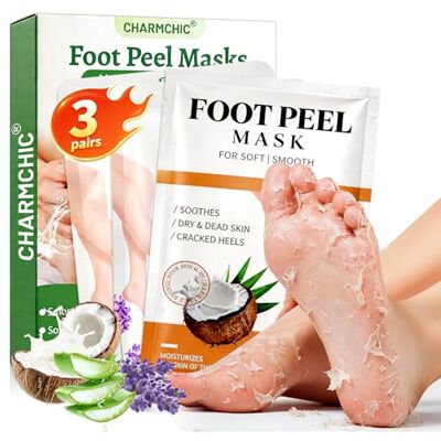 DiviDermy 3 Pairs Exfoliating Foot Peel Mask, 2-Step Food Mask for Feet Care Cracked Heel & Hard Skin Treatment, Foot Mask Socks for Baby Feet, Soft Touch Hydrating Care, Moisturizing & Exfoliating DiviDermy 3 Pairs Exfoliating Foot Peel Mask, 2-Step Food Mask for Feet Care Cracked Heel & Hard Skin Treatment, Foot Mask Socks for Baby Feet, Soft Touch Hydrating Care, Moisturizing & Exfoliating