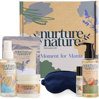 Nurture by Nature Botanicals Nurture by Nature New Mum Pamper Kit Pregnancy Gift Set, Hamper for Her Salts, shower oil, body butter, pillow mist, eye mask & roll-on; baby shower, after birth care package; expecting mother Nurture by Nature Botanicals Nurture by Nature New Mum Pamper Kit Pregnancy Gift Set, Hamper for Her Salts, shower oil, body butter, pillow mist, eye mask & roll-on; baby shower, after birth care package; expecting mother
