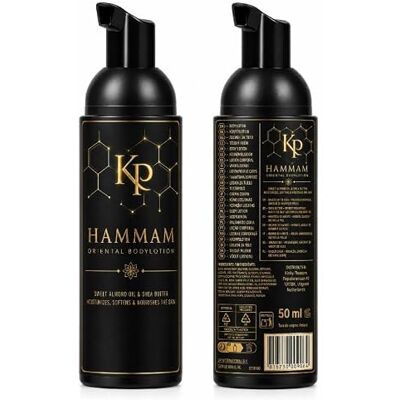 Kinky Pleasure Hammam Oriental Body Lotion, Sweet Almond Oil & Shea Butter, Moisturiser, 50 ml Pump Bottle Kinky Pleasure Hammam Oriental Body Lotion, Sweet Almond Oil & Shea Butter, Moisturiser, 50 ml Pump Bottle