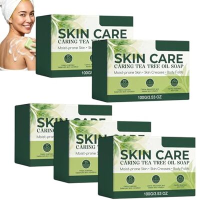 tuqieui Tea Tree Oil Soap,Deep Pore Cleansing Soap, Gentle Exfoliating Bar Soap for Men Women, Purifying Body Soap Bar with Tea Tree Oil & Coconut Oil, Soothing Skin Soap Tea Tree Skin Care Soap (5Pcs) tuqieui Tea Tree Oil Soap,Deep Pore Cleansing Soap, Gentle Exfoliating Bar Soap for Men Women, Purifying Body Soap Bar with Tea Tree Oil & Coconut Oil, Soothing Skin Soap Tea Tree Skin Care Soap (5Pcs)