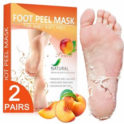 mercham 2 Pairs Peach Foot Peel Mask, Moisturizing & Exfoliating Foot Peeling Mask Foot Peel Mask for Hard Skin, Dry Dead Skin, Callus and Cracked Heels, Repairs Smooth Soft Feet, Men and Women mercham 2 Pairs Peach Foot Peel Mask, Moisturizing & Exfoliating Foot Peeling Mask Foot Peel Mask for Hard Skin, Dry Dead Skin, Callus and Cracked Heels, Repairs Smooth Soft Feet, Men and Women
