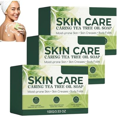 tuqieui Tea Tree Oil Soap,Deep Pore Cleansing Soap, Gentle Exfoliating Bar Soap for Men Women, Purifying Body Soap Bar with Tea Tree Oil & Coconut Oil, Soothing Skin Soap Tea Tree Skin Care Soap (3) tuqieui Tea Tree Oil Soap,Deep Pore Cleansing Soap, Gentle Exfoliating Bar Soap for Men Women, Purifying Body Soap Bar with Tea Tree Oil & Coconut Oil, Soothing Skin Soap Tea Tree Skin Care Soap (3)