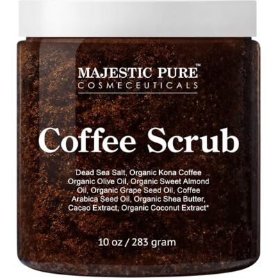 Majestic Pure Arabica Coffee Scrub All Natural Body Scrub for Skin Care, Stretch Marks, Acne & Cellulite, Reduce the Look of Spider Veins, Eczema, Age Spots & Varicose Veins 283 g Majestic Pure Arabica Coffee Scrub All Natural Body Scrub for Skin Care, Stretch Marks, Acne & Cellulite, Reduce the Look of Spider Veins, Eczema, Age Spots & Varicose Veins 283 g