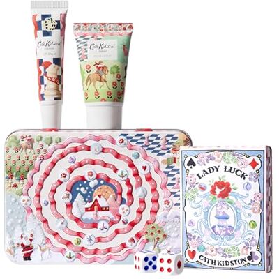 Cath Kidston Hand Cream 30ml, Lip Balm 10ml, Playing Cards, 2 Dice In A Reusable Tin, Mandarin and Peony Scent, Eggnog, Travel Size, Vegan and Cruelty Free, Beauty Gift, Christmas Stocking Filler Cath Kidston Hand Cream 30ml, Lip Balm 10ml, Playing Cards, 2 Dice In A Reusable Tin, Mandarin and Peony Scent, Eggnog, Travel Size, Vegan and Cruelty Free, Beauty Gift, Christmas Stocking Filler