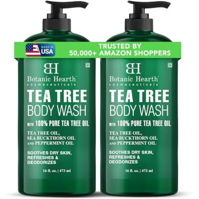 Botanic Hearth Tea Tree Body Wash & Shower Gel, 473 ml (Pack of 2) With Tea Tree Oil & Botanical Extracts Peppermint Sea Buckthorn Oil Suitable for All Skin Types Sulphate & Paraben Free Botanic Hearth Tea Tree Body Wash & Shower Gel, 473 ml (Pack of 2) With Tea Tree Oil & Botanical Extracts Peppermint Sea Buckthorn Oil Suitable for All Skin Types Sulphate & Paraben Free