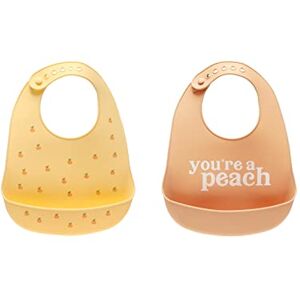 Pearhead Silicone Bib Set of 2, One Baby Girl You're a Peach Bib, One Yellow Peach Bib, Earth Tone Baby Bib Set, Baby Feeding Accessory for New Parents and Expecting Parents, 2 Baby Bibs Pearhead Silicone Bib Set of 2, One Baby Girl You're a Peach Bib, One Yellow Peach Bib, Earth Tone Baby Bib Set, Baby Feeding Accessory for New Parents and Expecting Parents, 2 Baby Bibs