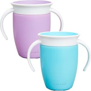 Munchkin Miracle 360 Sippy Cup, Trainer Toddler Cup, BPA Free Baby & Toddler Cups w.Handles, Non Spill, Dishwasher Safe Baby Cup, Leakproof Childrens Cup, 6+ Months 7oz/207ml,2 Pack, Blue/Purple Munchkin Miracle 360 Sippy Cup, Trainer Toddler Cup, BPA Free Baby & Toddler Cups w.Handles, Non Spill, Dishwasher Safe Baby Cup, Leakproof Childrens Cup, 6+ Months 7oz/207ml,2 Pack, Blue/Purple