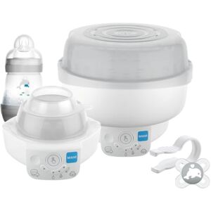 Ste0202 MAM Electric Baby Bottle Steriliser & Express Bottle Warmer; with 6 Functions – includes 1x 160 ml Easy Start Anti-Colic Bottle & 1x MAM 0-2 Months Start Soother (Designs May Vary)