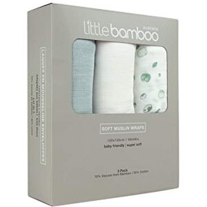 Little Bamboo Muslin Baby Wrap Pack of 3, 120 x 120 cm Whisper Grey Little Bamboo Muslin Baby Wrap Pack of 3, 120 x 120 cm Whisper Grey