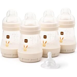 MAM Easy Start Anti-Colic Baby Bottles 4 Pack (4X 160ml) Self-Sterilising Baby Milk Bottle Slow Flow Teats Size 1 + 1x Medium Flow Teat Size 2 Linen (Various Designs) MAM Easy Start Anti-Colic Baby Bottles 4 Pack (4X 160ml) Self-Sterilising Baby Milk Bottle Slow Flow Teats Size 1 + 1x Medium Flow Teat Size 2 Linen (Various Designs)