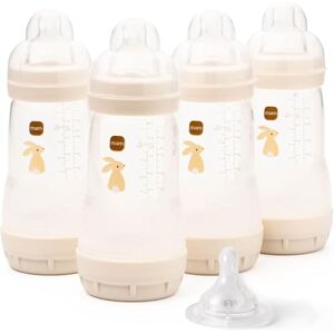 MAM Easy Start Anti-Colic Baby Bottles 4 Pack (4X 260ml) Self-Sterilising Baby Milk Bottle Medium Flow Teats Size 2 + 1x Fast Flow Teat Size 3 Linen (Various Designs) MAM Easy Start Anti-Colic Baby Bottles 4 Pack (4X 260ml) Self-Sterilising Baby Milk Bottle Medium Flow Teats Size 2 + 1x Fast Flow Teat Size 3 Linen (Various Designs)