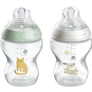Tommee Tippee Natural Start Baby Bottles for 0m+, Pack of 2, 260ml Baby Bottles, with Slow Flow Breast-Like Teat for a Natural Latch, Self-Sterilising and BPA Free, Decorated Tommee Tippee Natural Start Baby Bottles for 0m+, Pack of 2, 260ml Baby Bottles, with Slow Flow Breast-Like Teat for a Natural Latch, Self-Sterilising and BPA Free, Decorated