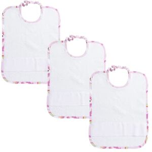 FILET Set of 3 Nursery Bibs with Elastic High Quality Material in White Terry Cloth with Embroidered Aida Border with Unicorn Print Made in Italy FILET Set of 3 Nursery Bibs with Elastic High Quality Material in White Terry Cloth with Embroidered Aida Border with Unicorn Print Made in Italy