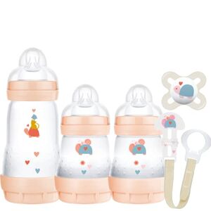 MAM Welcome To The World Set, Newborn Bottle Set with 0-2 Months Baby Soother and Clip, Newborn Baby Gifts, Peach (Designs May Vary)