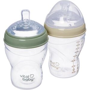 Vital Baby Breast-Like Baby Feeding Bottles 0m+, 240ml, Self-Sterilising in 3 Mins, Triple Anti-Colic Valves, Slow Flow Teats, EarthSmart Biodegradable, BPA-Free, 2 Pack Vital Baby Breast-Like Baby Feeding Bottles 0m+, 240ml, Self-Sterilising in 3 Mins, Triple Anti-Colic Valves, Slow Flow Teats, EarthSmart Biodegradable, BPA-Free, 2 Pack