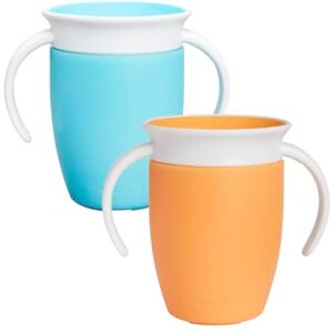 Munchkin Miracle 360 6+ Months Baby Sippy Cups Free Flow Beaker for Toddlers Trainer Cup BPA-Free Spill-Free Baby Water Bottle with Easy-Grip Handles 207ml 2pack Blue/Orange Munchkin Miracle 360 6+ Months Baby Sippy Cups Free Flow Beaker for Toddlers Trainer Cup BPA-Free Spill-Free Baby Water Bottle with Easy-Grip Handles 207ml 2pack Blue/Orange