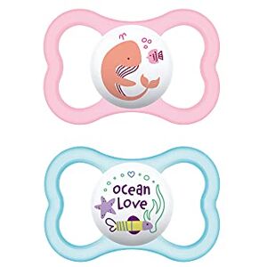 MAM Air Baby Pacifier, For Sensitive Skin, Sterilizer Case, 16+ Months, Girl, 2 Count (Pack of 1)