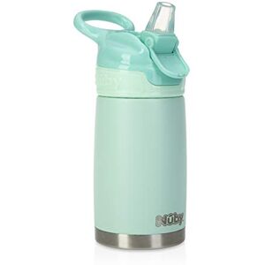 Nuby Thirsty Kids No Spill Flip-It Reflex Stainless Steel Travel Cup, 10 Oz, Aqua, Mint Nuby Thirsty Kids No Spill Flip-It Reflex Stainless Steel Travel Cup, 10 Oz, Aqua, Mint