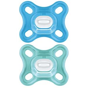 MAM Comfort Baby Pacifier, 100% Lightweight Silicone, Sterilizer Case, 0-3 Months (Pack of 2)