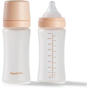 Nuby Pack of 2 RapidBottle Anti-Colic Glass Feeding Bottles Rapid Bottle with Silicone Coated Glass Bottles with Breast-Like Teat Quick Feed No Microplastics Fast Sterilising 9oz (Beige) Nuby Pack of 2 RapidBottle Anti-Colic Glass Feeding Bottles Rapid Bottle with Silicone Coated Glass Bottles with Breast-Like Teat Quick Feed No Microplastics Fast Sterilising 9oz (Beige)