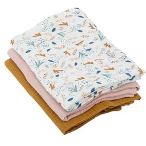 DOMIVA Baby Bibs & Swaddles - Set of 3 Cotton Gauze - Rose caramel - Baby Bibs & Swaddles DOMIVA Baby Bibs & Swaddles - Set of 3 Cotton Gauze - Rose caramel - Baby Bibs & Swaddles