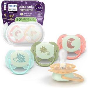 AVENT Philips Ultra Soft Nighttime Soothers Orthodontic Design, for Babies 0-6 Months, Glow in The Dark, Flexible Shield, Symmetrical Silicone Teat, BPA-Free, Sterilising Cases, 4 Pack, SCF094/07 AVENT Philips Ultra Soft Nighttime Soothers Orthodontic Design, for Babies 0-6 Months, Glow in The Dark, Flexible Shield, Symmetrical Silicone Teat, BPA-Free, Sterilising Cases, 4 Pack, SCF094/07